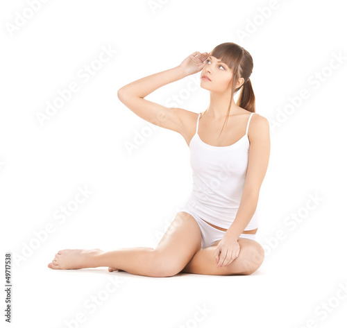 beautiful woman in cotton underwear