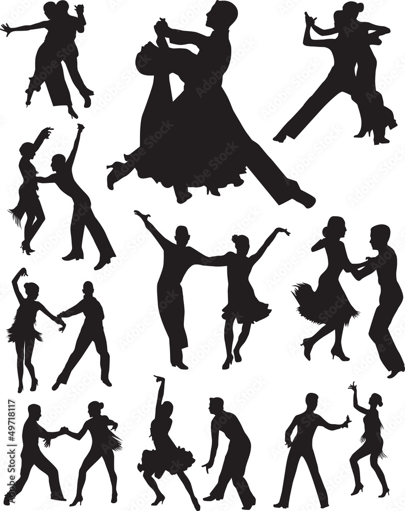 Obraz premium dance people silhouette vector
