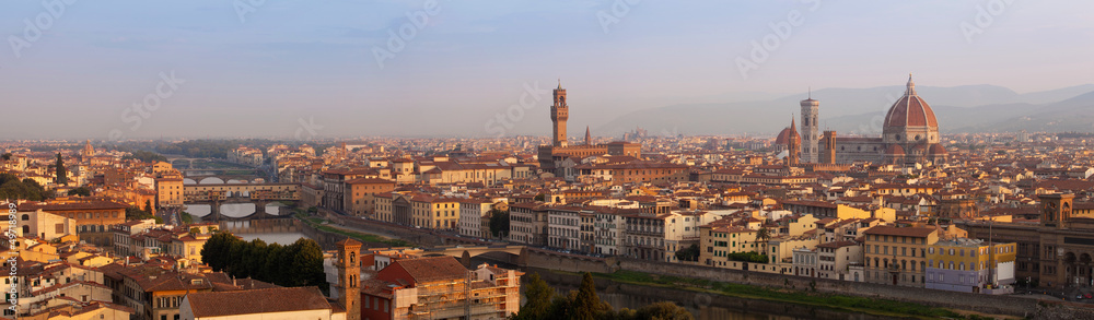 Florence XXL panorama in the morning, Tuscany, Italy, Europe