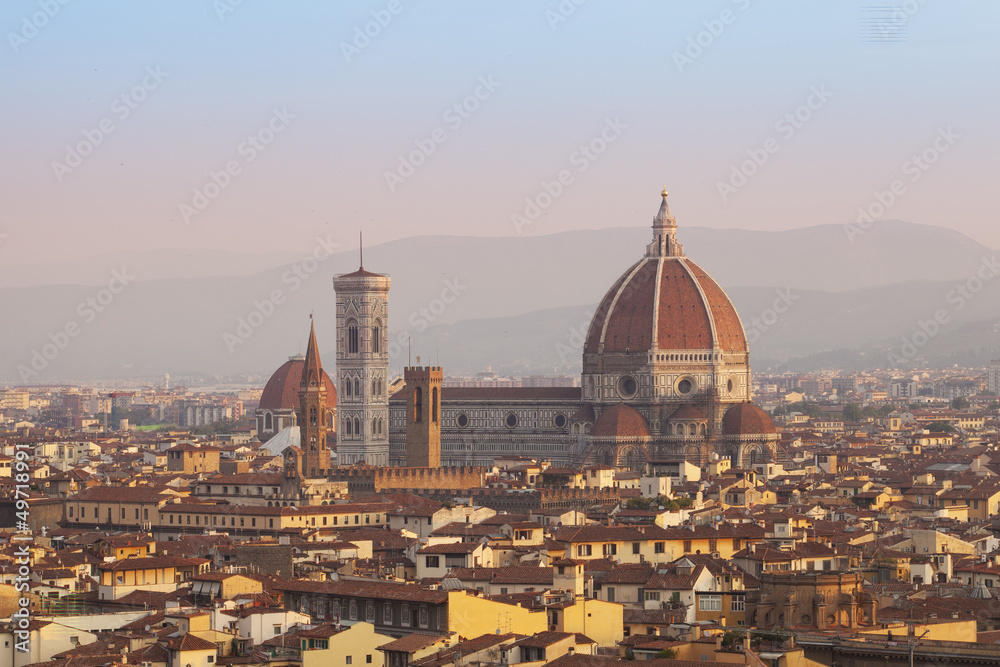 Cathedral Santa Maria del Fiore in Florence at sunrise, Tuscany,