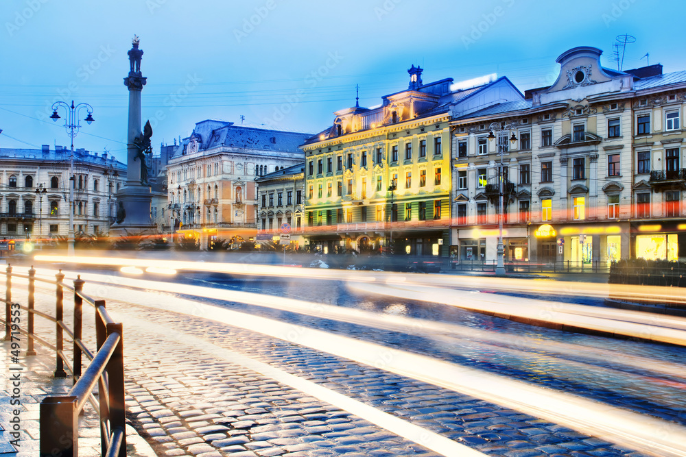 Naklejka premium Old city at twilight