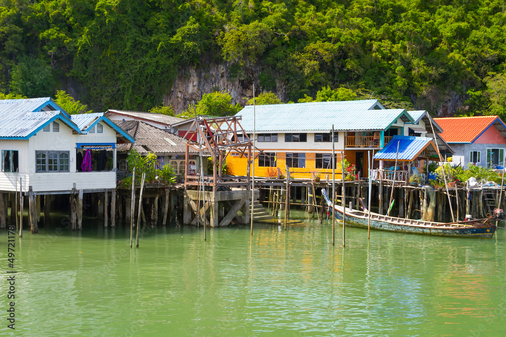 Koh Panyee settlement built on stilts of Phang Nga Bay, Thailand