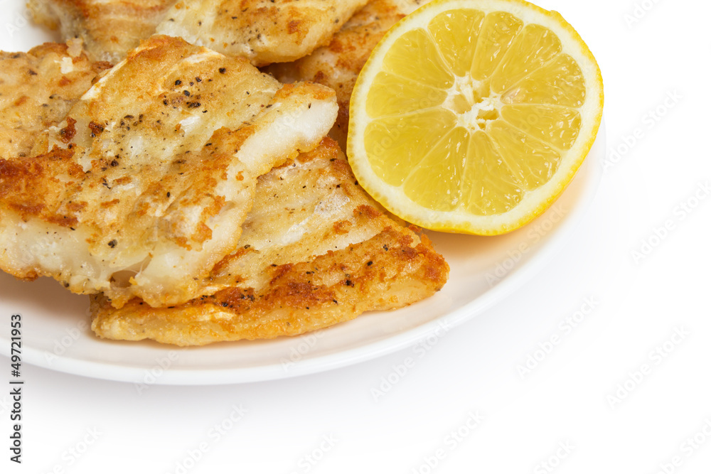 fried in flour codfish on plate fried in flour codfish on plate
