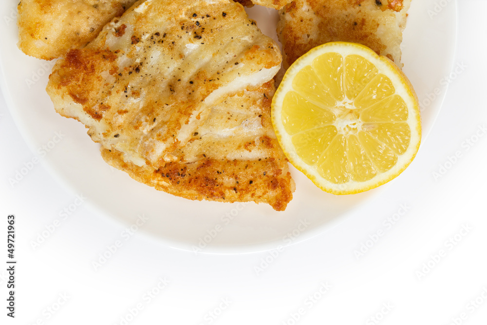 fried in flour codfish on plate fried in flour codfish on plate
