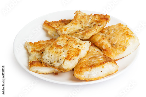 fried in flour codfish on plate