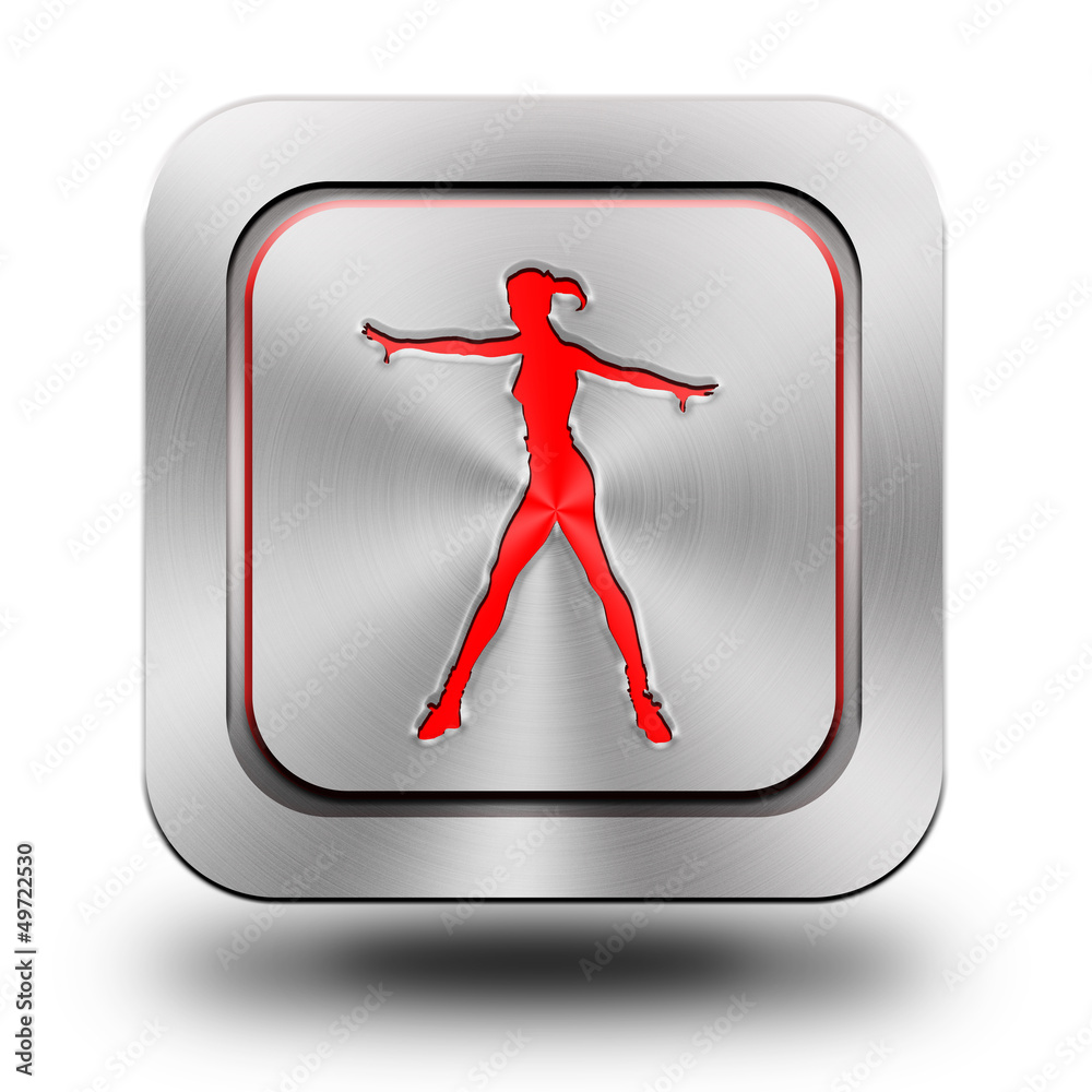 Fitness silhouettes #03, aluminum glossy icon, button - obrazy, fototapety, plakaty 