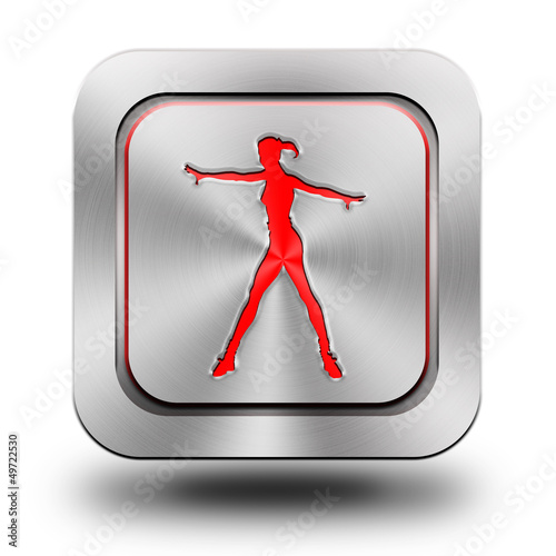 Fitness silhouettes #03, aluminum glossy icon, button