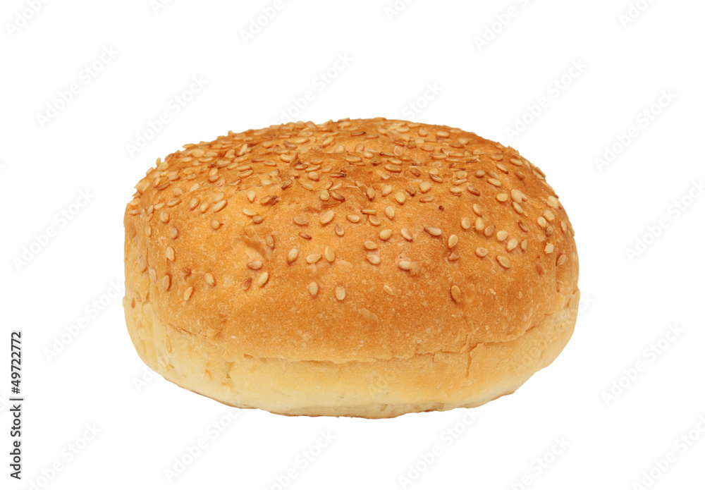 sandwich bun with sesame isolated on white