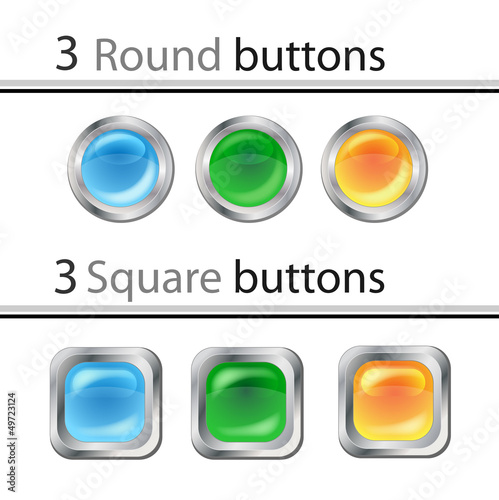 Set of round and square buttons (vector)