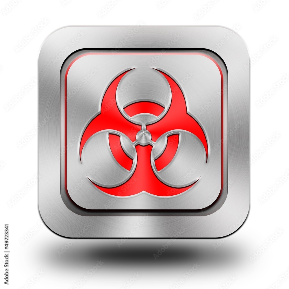 Biohazard aluminum glossy icon, button - obrazy, fototapety, plakaty 
