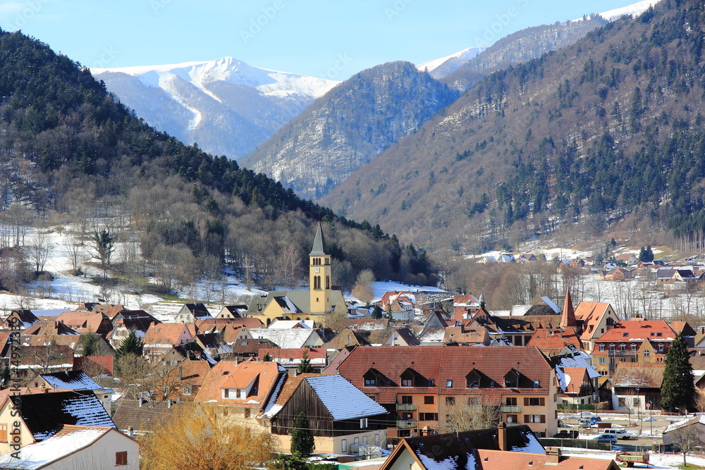 Metzeral dans la vallée de Munster en hiver
