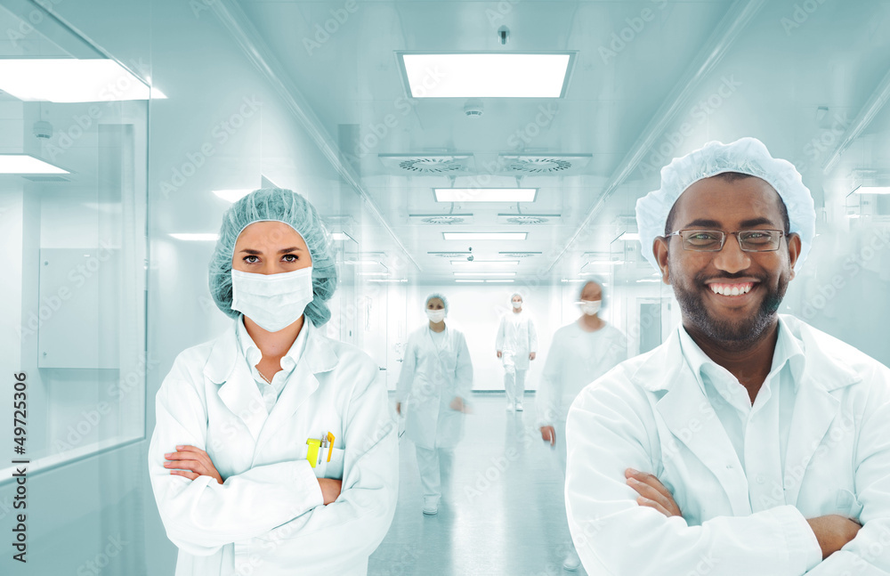 Scientists arabic team at modern hospital lab, group of doctors Scientists arabic team at modern hospital lab, group of doctors