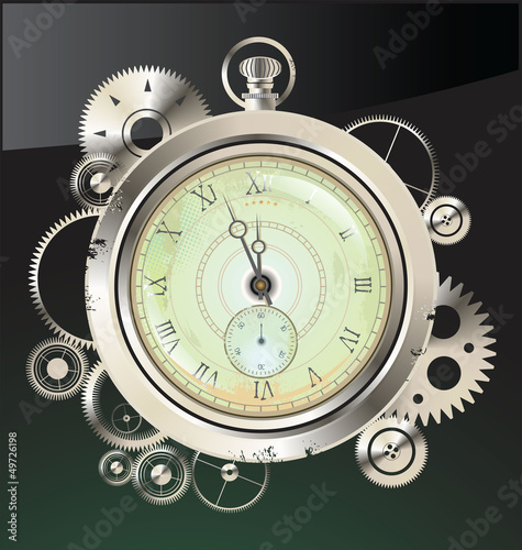 Old Watch and gears in motion