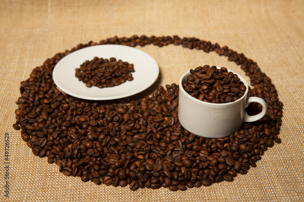 coffee beans in the cup coffee beans in the cup