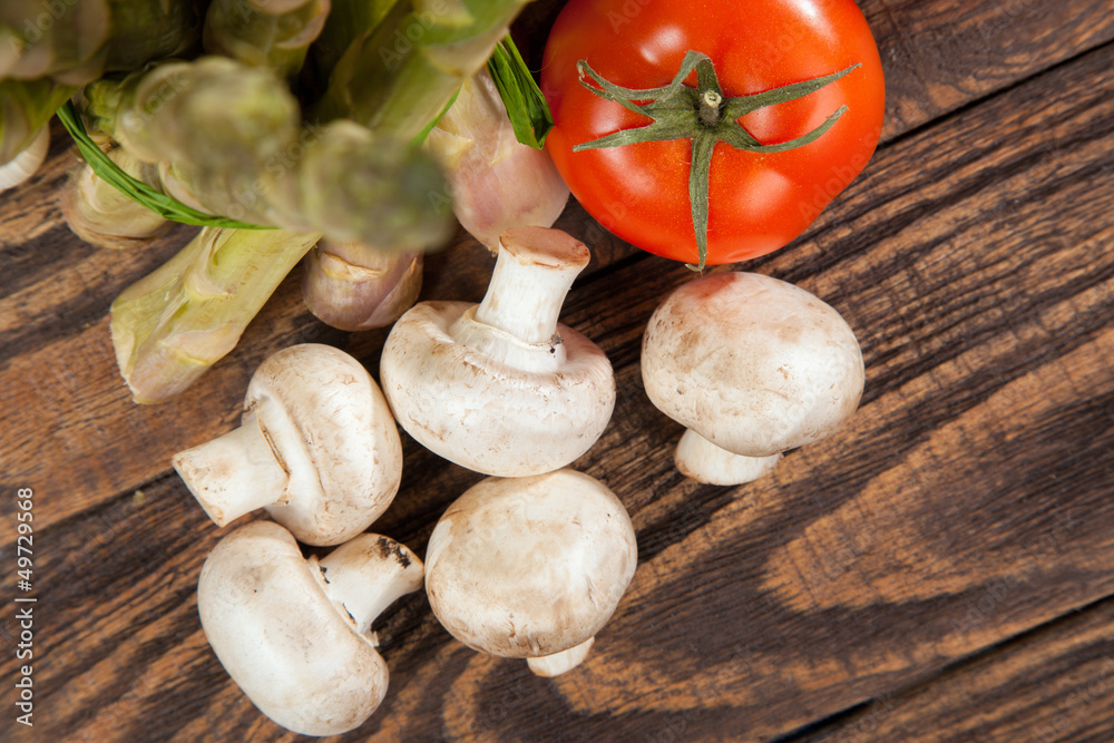 Fresh vegetables on a wooden table