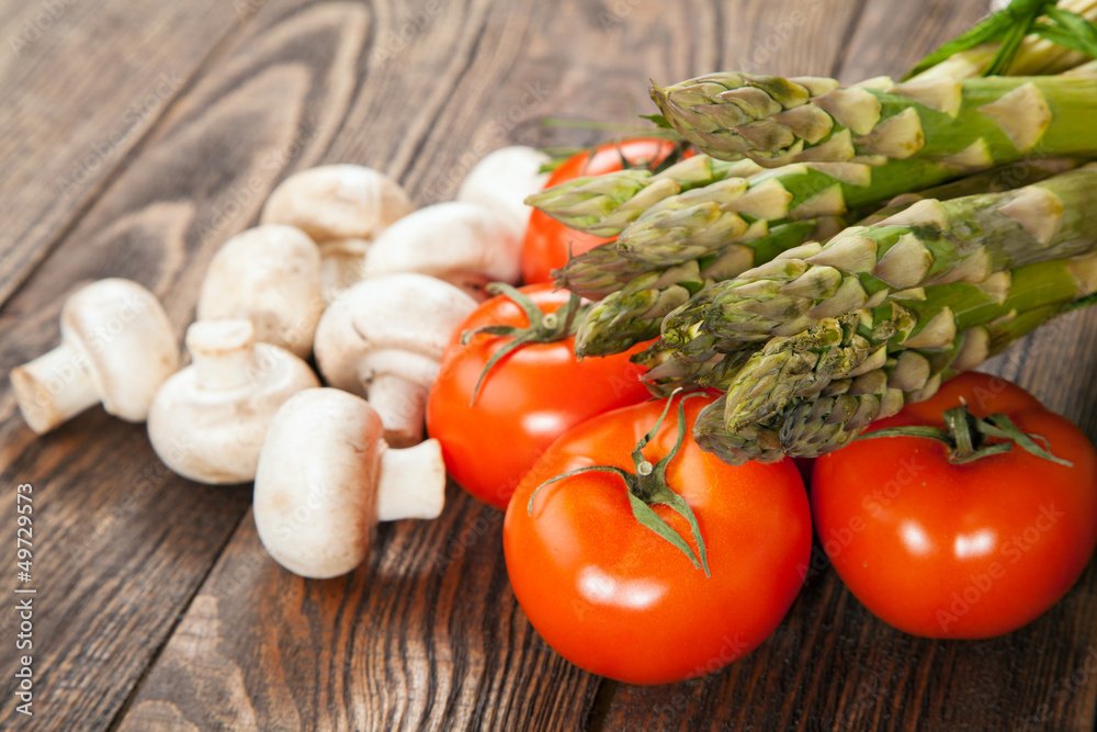Fresh vegetables on a wooden table