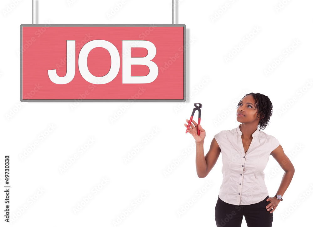 Young african american woman looking for a job Young african american woman looking for a job