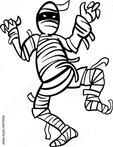 mummy cartoon for coloring book