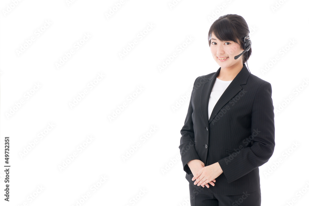 a young businesswoman with headset a young businesswoman with headset