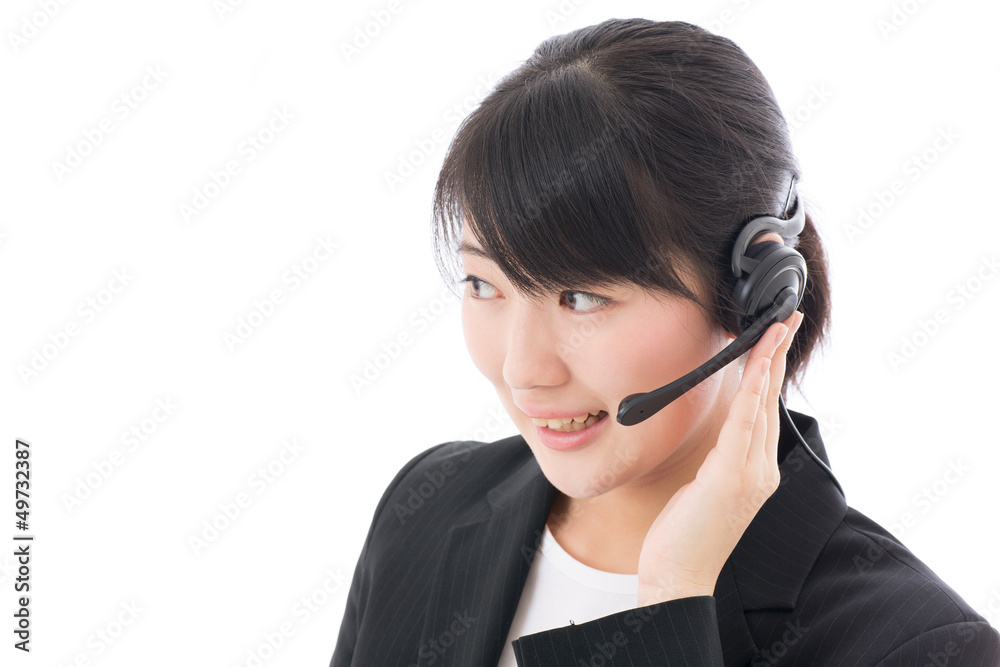 a young businesswoman with headset a young businesswoman with headset