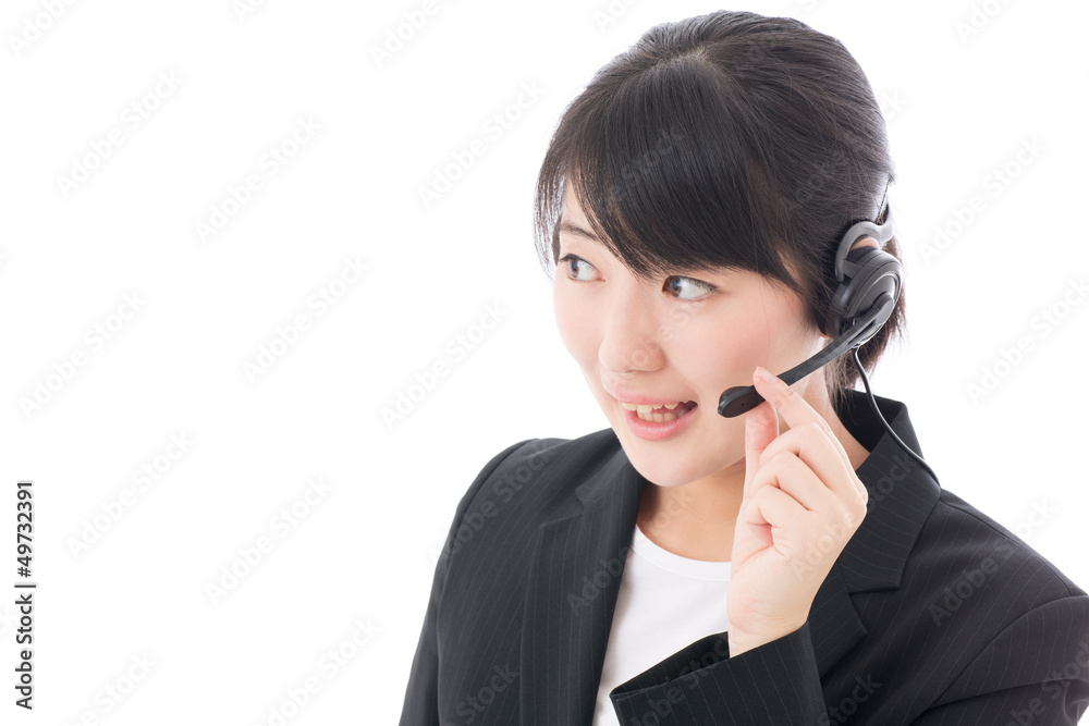 a young businesswoman with headset a young businesswoman with headset