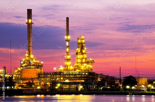 Petroleum oil refinery factory over sunrise