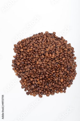 coffee beans close up isolated on white