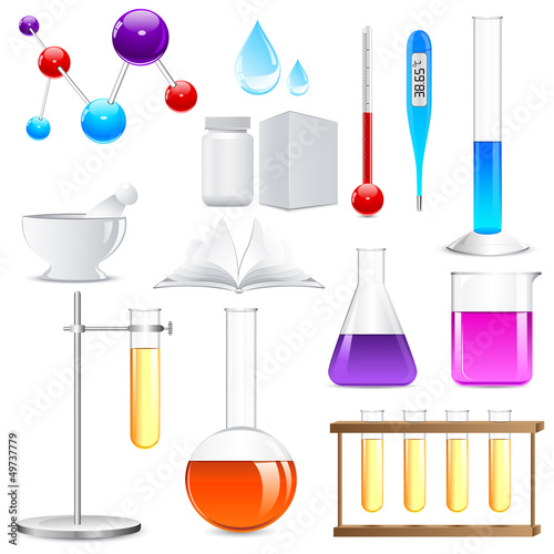 vector illustration of Laboratory glassware with colorful liquid