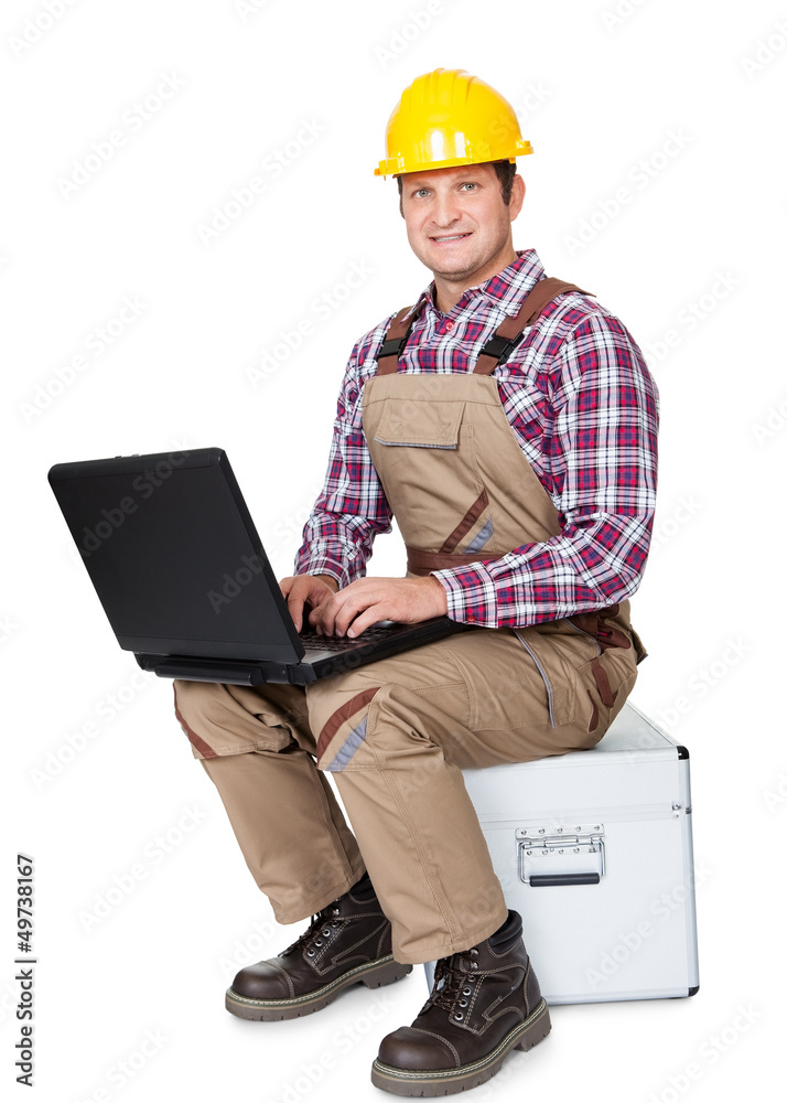 Construction worker with laptop Construction worker with laptop