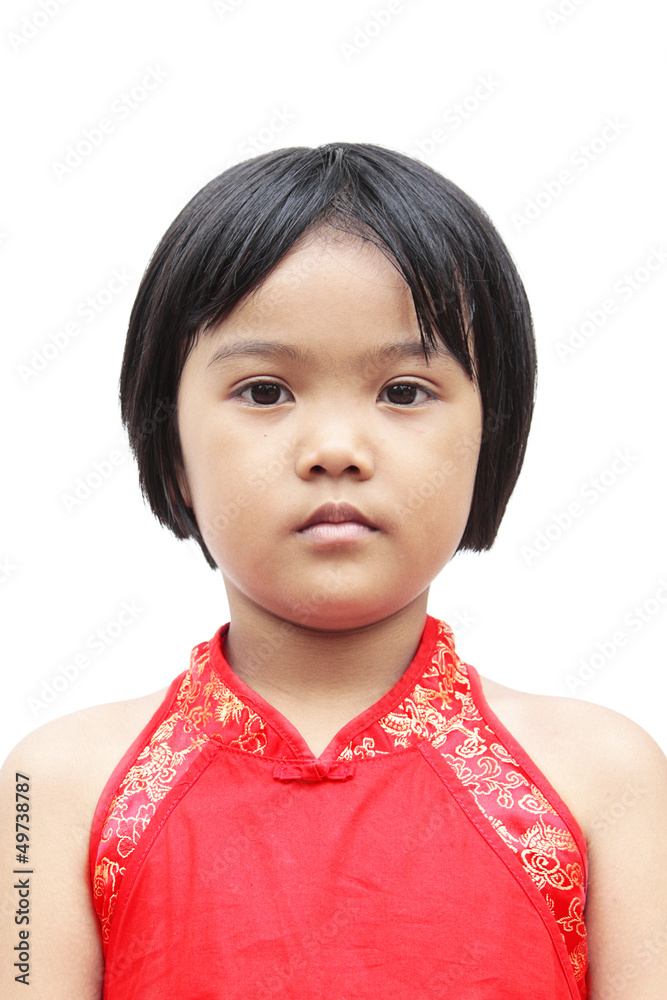 Children with red chinese dress Children with red chinese dress