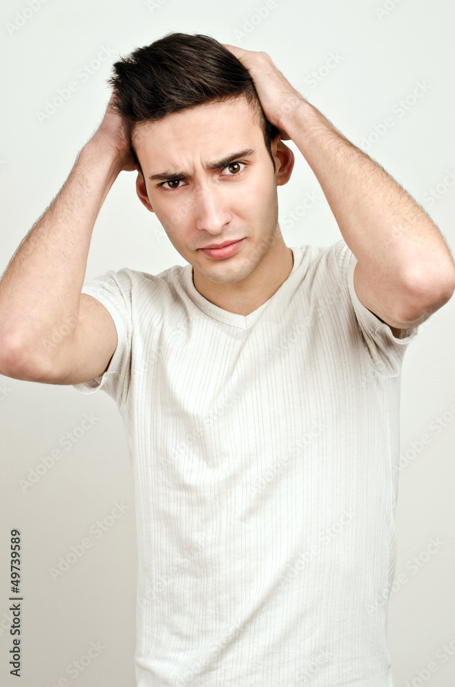 Desperate, unhappy, worried.Man with different expressions. Desperate, unhappy, worried.Man with different expressions.