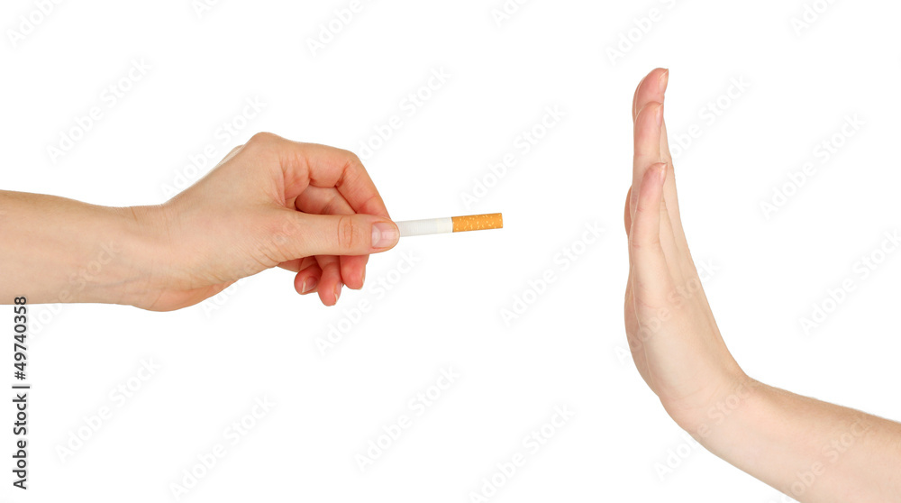 Concept: stop smoking, isolated on white Concept: stop smoking, isolated on white