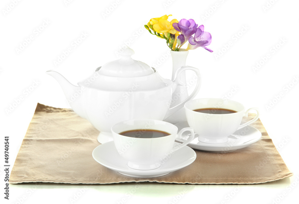 Beautiful tea service, isolated on white Beautiful tea service, isolated on white