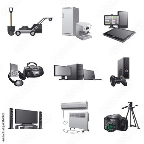 household appliances icon set