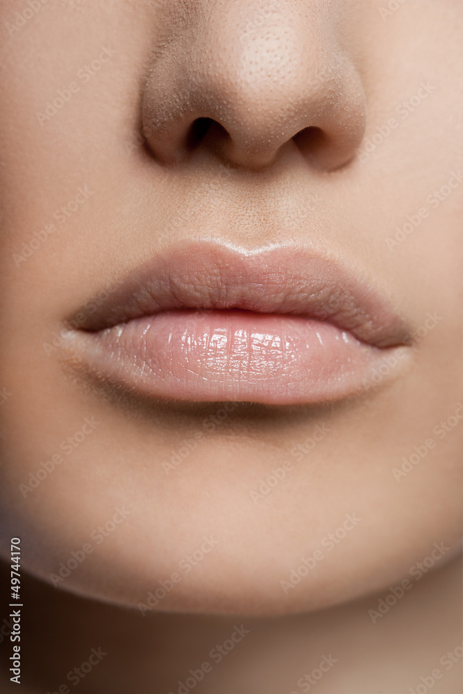 close-up of beautiful womanish lips