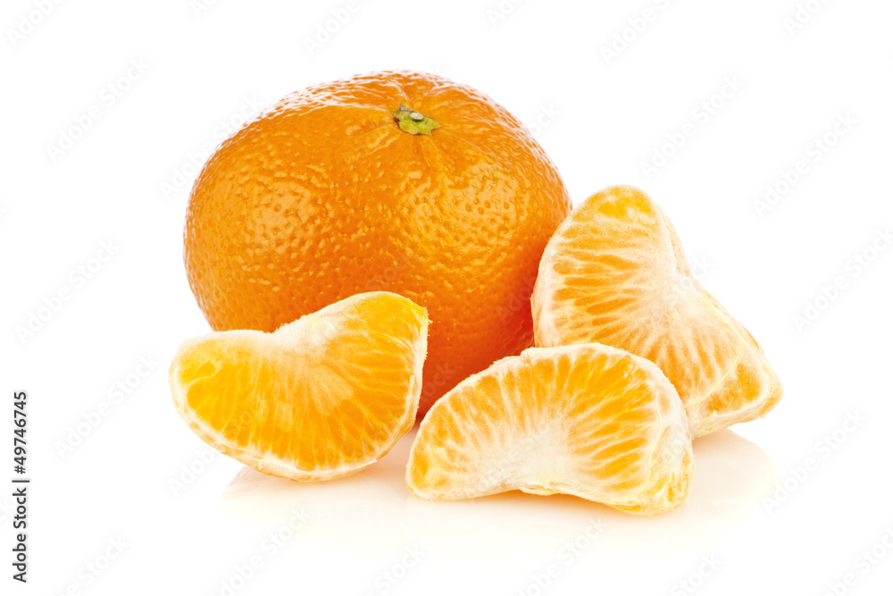 Tangerine and pieces isolated Tangerine and pieces isolated