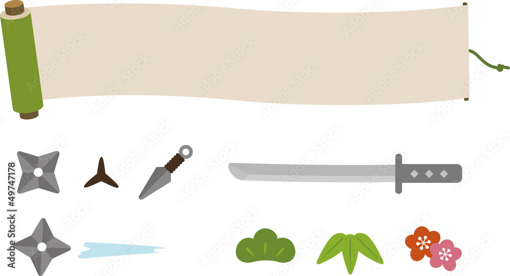 巻物と忍者の道具 Stock Vector Adobe Stock 巻物と忍者の道具 Stock Vector Adobe Stock