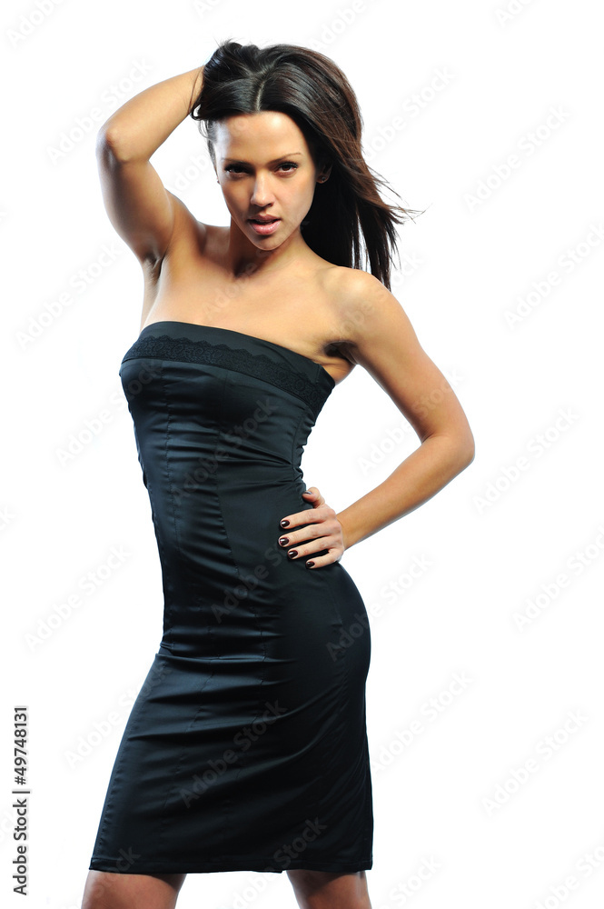 Sexy elegant woman posing isolated on white Sexy elegant woman posing isolated on white