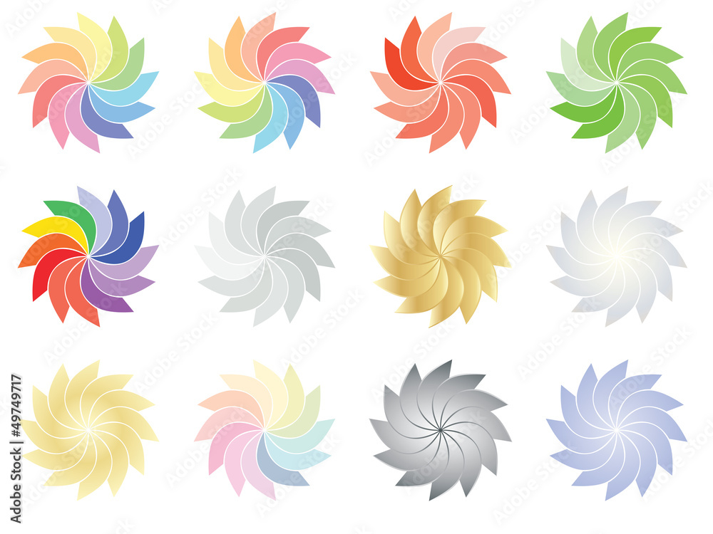 Fototapeta premium set of spectrum and color flowers vector illustration