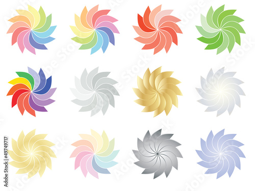 set of spectrum and color flowers vector illustration
