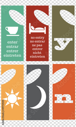 Hotel door privacy signs and hangers