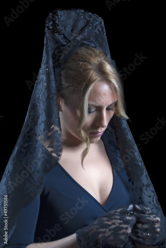 Woman wearing blanket photo