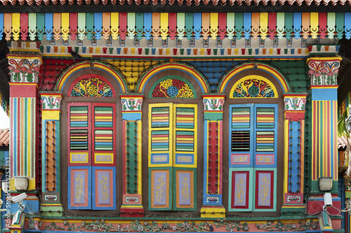 Facade of the building in Little India, Singapore