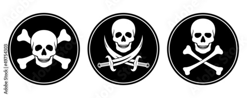 Skull and crossbones, and skull with swords in vector photo