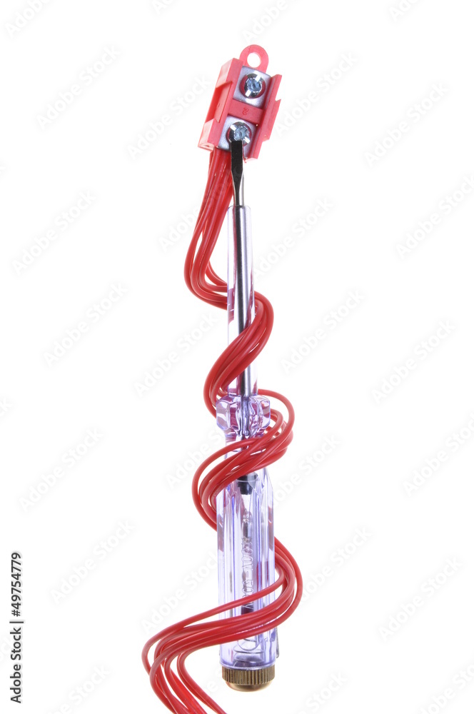 Obraz premium Electrical tester screwdriver with electrical cable