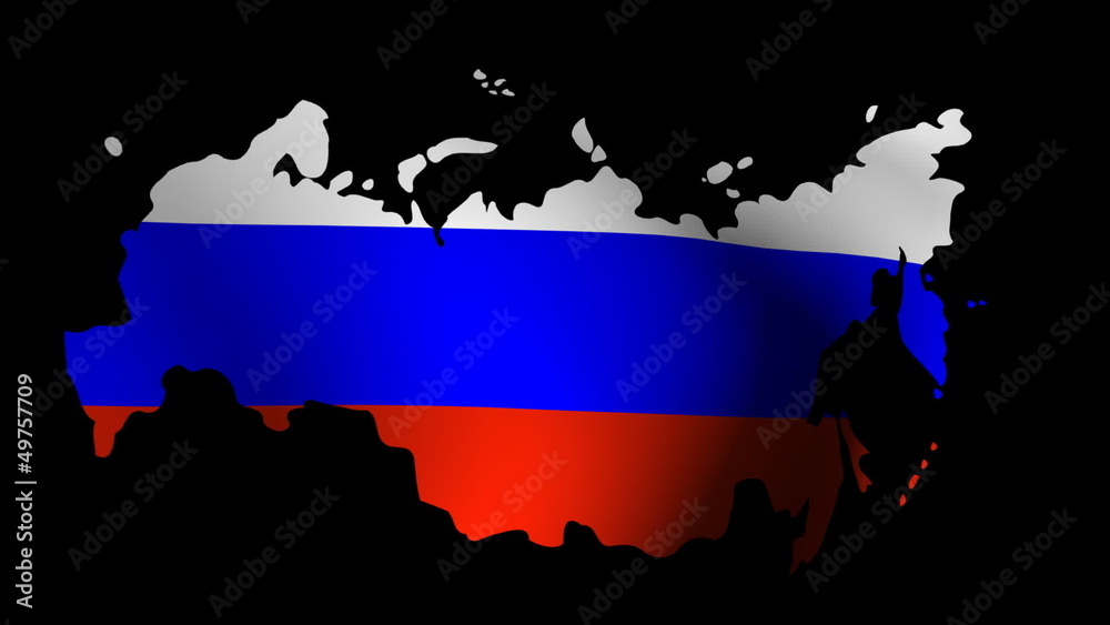 Fluttering Russian Federation map flag animation