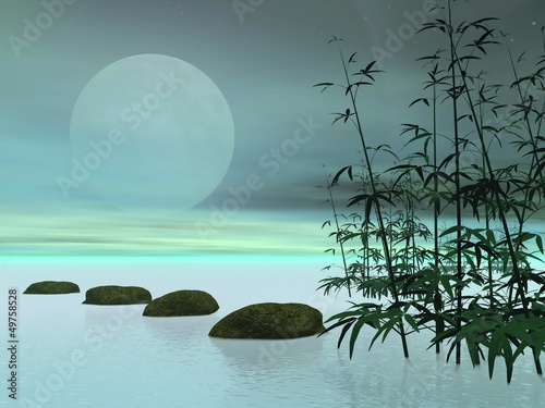 Photography Asian steps to the moon - 3D render
