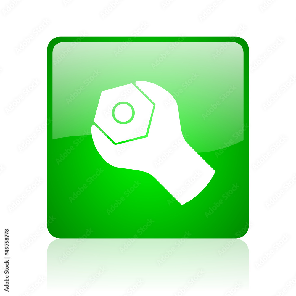 tools green square web icon on white background