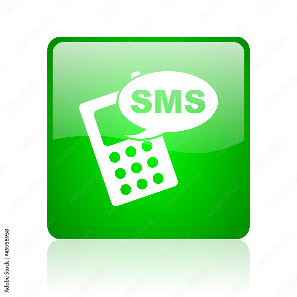sms green square web icon on white background sms green square web icon on white background