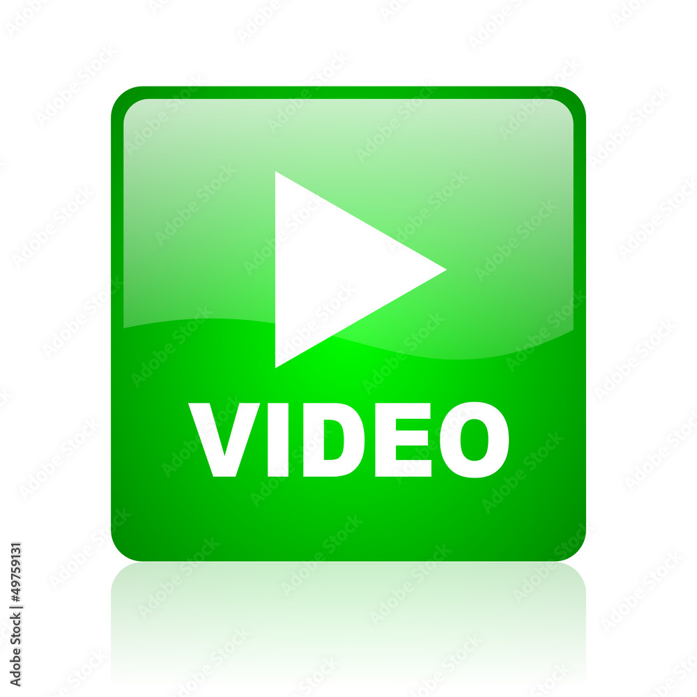 video green square web icon on white background video green square web icon on white background